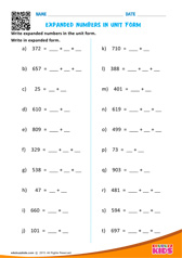 Unit Numbers in Expanded Form